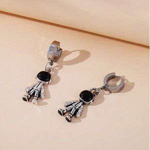 (3) Metal Astronaut, Safety Pin and Screw Earrings